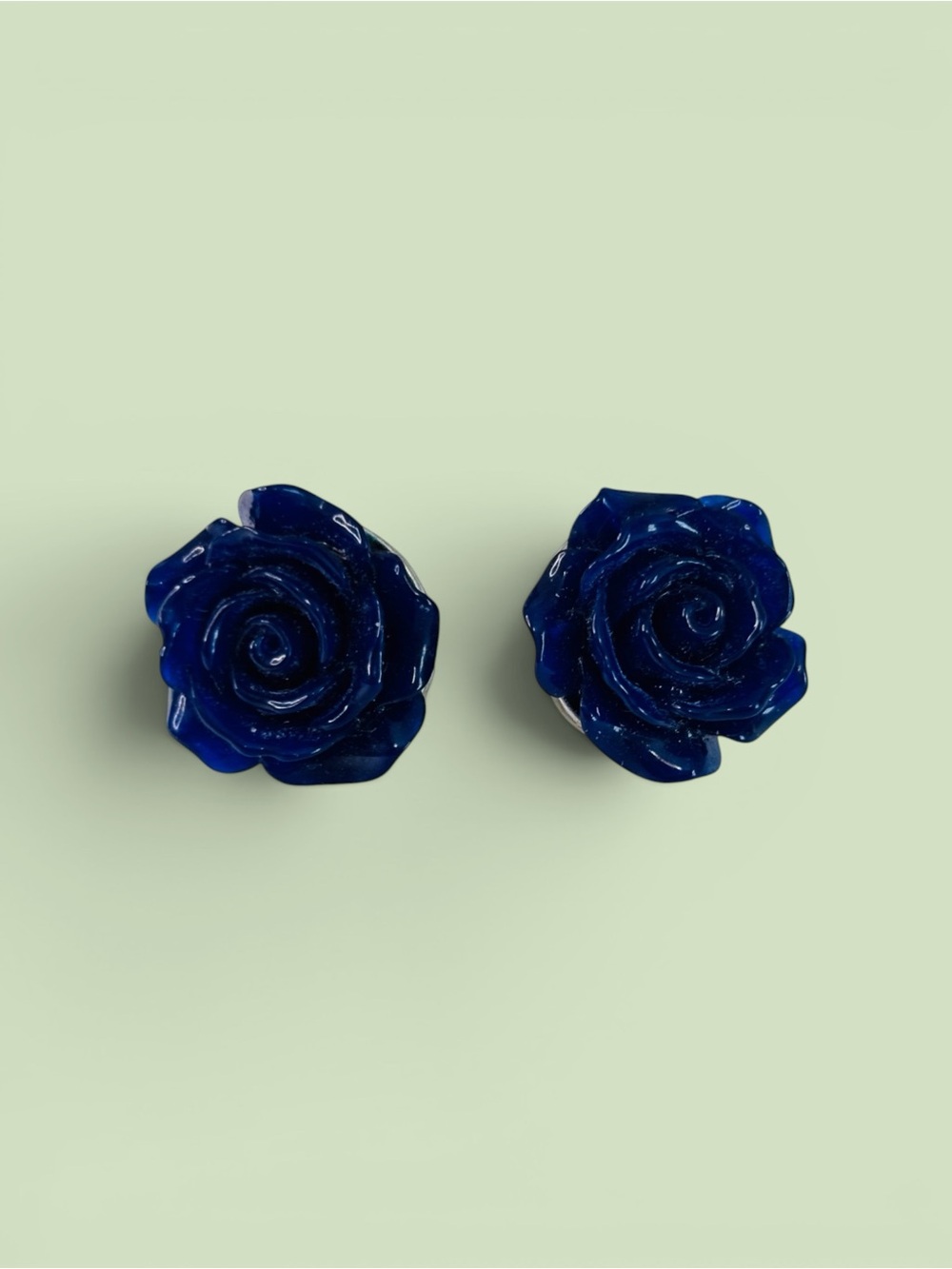 Vintage Talbots Blue Rose Enamel Stud Earrings - Women Jewelry